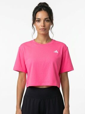 adidas Hot Pink Cropped Athletic Tee